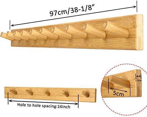 WEBI Coat Rack Wall Mounted,10 Hooks,38" Long Coat Hanger Wall Mount,Peg...
