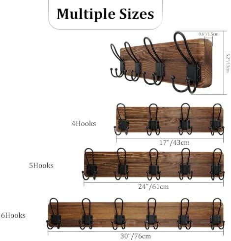 WEBI Rustic Coat Rack Wall Mount,17" Coat Hooks Wall Mounted,Fit 16"...