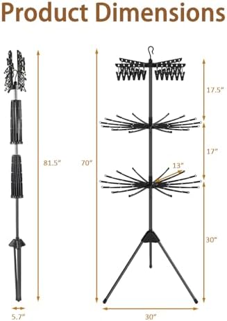 COSTWAY 3-Tier Clothes Drying Rack, 32 Hanging Rods & 24 Clips
