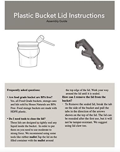 House Naturals 3.5 Gallon Black Bucket Pail Food Grade BPA Free with Lids (Pa...
