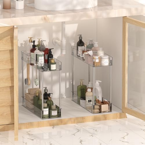 VECELO Acrylic 4-Tier Rolling Cart, Slim Utility Cart for Storage, Mobile Sto...