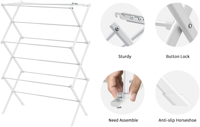 3 Tier Clothes Drying Rack, Foldable Drying Rack Clothing,Indoor & Outdoo...