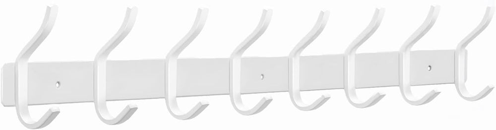 White Coat Rack Wall Mount, 23 Inch Coat Hooks with 8 Hooks, 1 Pack