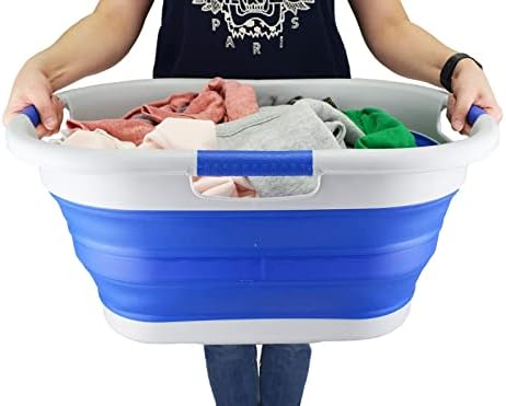 SAMMART 40L (10.5 gallon) Collapsible Plastic Laundry Basket - Foldable Pop U...