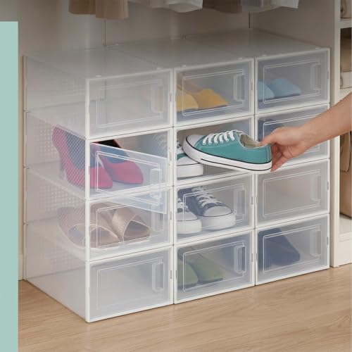 Relaxdays Shoe Boxes 12 Pack, 14.5 x 23 x 33.5 cm