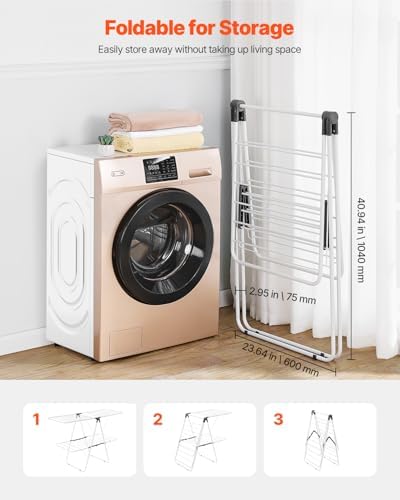 VEVOR Clothes Drying Rack, 2-Tier Foldable Laundry Dryer Rack with Sock Clips...