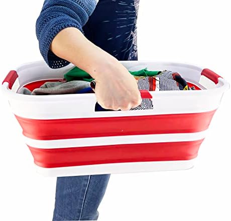 SAMMART 21L (5.5 Galloons) Collapsible Plastic Storge Basket - Foldable Pop U...