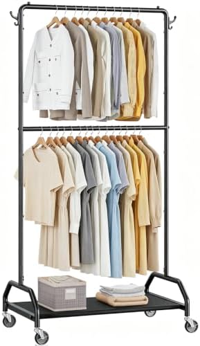 Wiracks Clothes Rack Double Hanging Clothes Rack Clothing Rack Garment Rack 1...