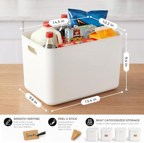 Citylife 24QT Plastic Storage Bins with Lids White Box with Handles, 4-Pack