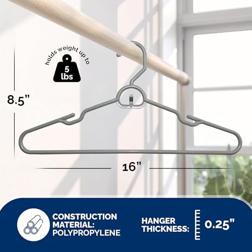 Homeselect 30 Pack Attachable Plastic Hangers - 16 Inch Wide Space Saving Cas...