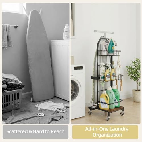 Ironing Board Holder Cart for Small & Narrow Laundry Rooms, Freestanding ...