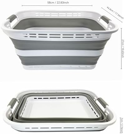 SAMMART 42L (11 Galloons) Collapsible Plastic Laundry Basket - Foldable Pop U...