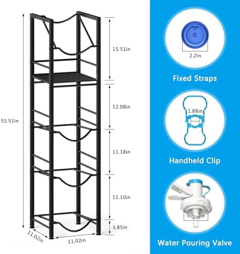 Eocnrhe 2-In-1 5 Gallon Water Jug Holder, 5 Tier Water Jug Stand Holder with ...