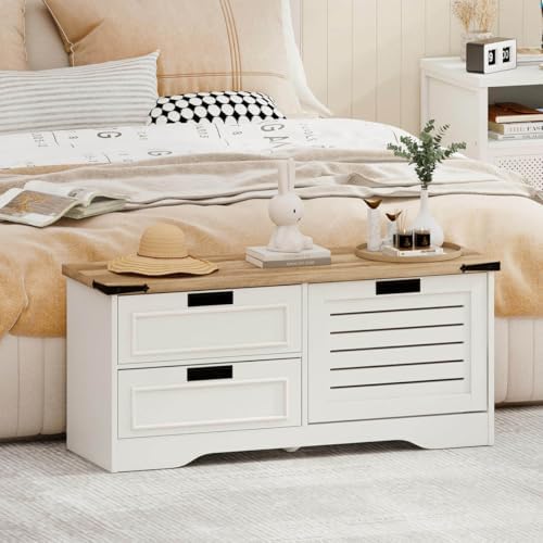 FATORRI Shoe Storage Bench, Entryway Bench with Flip Drawer, Wooden Entry Way...