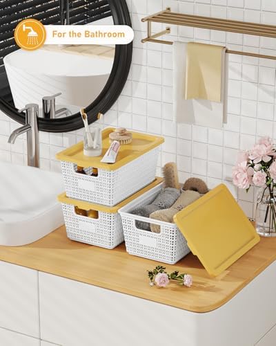 EOENVIVS Storage Bins Bakets with Lids 6 Pack, Stackable Organizer Bins for S...
