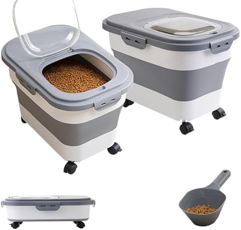 SEWIU Dog Food Storage Container Up to 2pack*20LB,Collapsible Dog Food Contai...