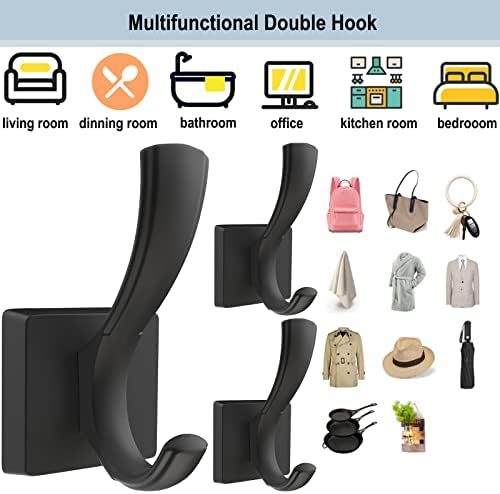 TOFIIGREM Black Wall Hooks Coat Hook, Towel Hooks Robe Hook for Bathroom, Ent...