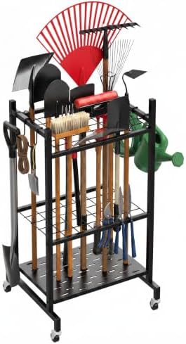 Garden Tool Organizer with Wheels, Garage Tool Organizer for Garage Storage
