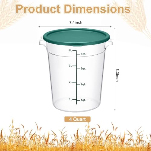 Suclain 4 Pcs 4 Qt Proofing Containers, Food Storage with Lids, Multicolor
