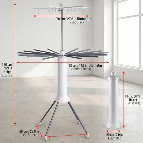 Clothes Drying Rack Foldable with Rolling Wheels, Portable Laundry Drying Rac...