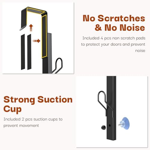 Over The Door Hooks 2 Pack,12 Heavy Duty Towel Rack All Metal Coat Hanger for...