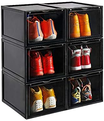 Storage Shoes Box Womens Mens Shoe Storage Display Box Plastic Foldable Stack...