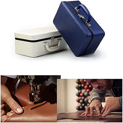 Oirlv Blue Leather Jewelry Box Handmade Travel Jewelry Organizer Storage Case...