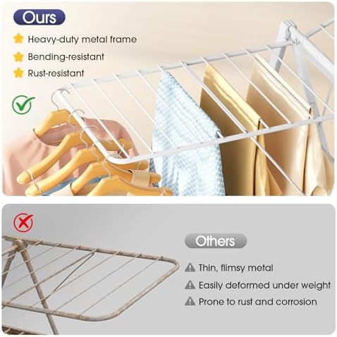 APEXCHASER Clothes Drying Rack, 67.3" L Height Adjustable, Foldable, White