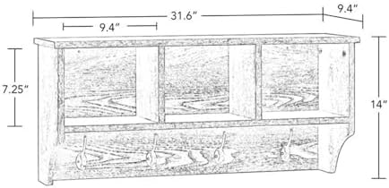 RiverRidge Home Woodbury Collection Cubbies and Hooks Wall Shelf, Dark Weathe...