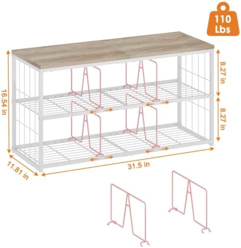 Wood‑Top Closet Clothes Organizers and Storage Shelf with Adjustable Dividers...