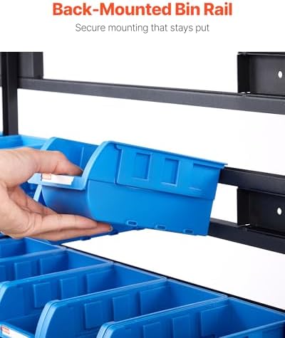 VEVOR 5-Tier Double-Sided Rolling Bin Storage Rack, 68 Plastic Bins, Dual-Sid...