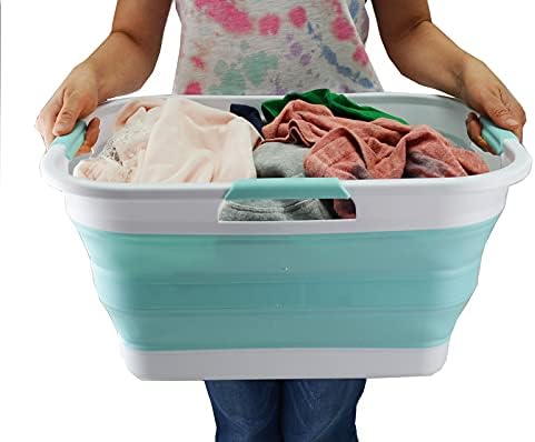 SAMMART 30L (8 gallon) Collapsible Plastic Laundry Basket - Foldable Pop Up S...