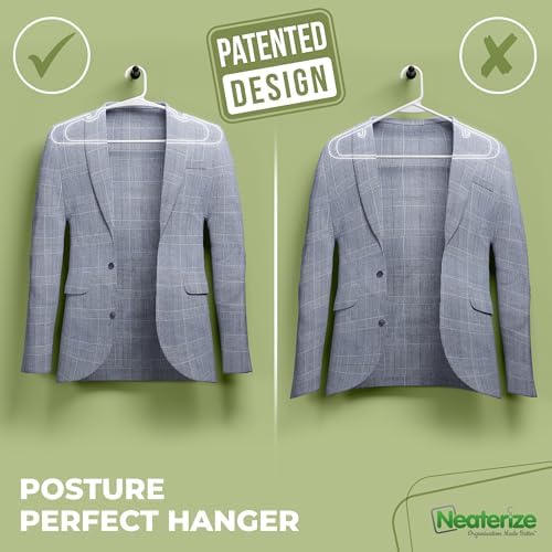 NEATERIZE Clothes Hangers Plastic 100 Pack for Adults - Plastic Hangers, The ...