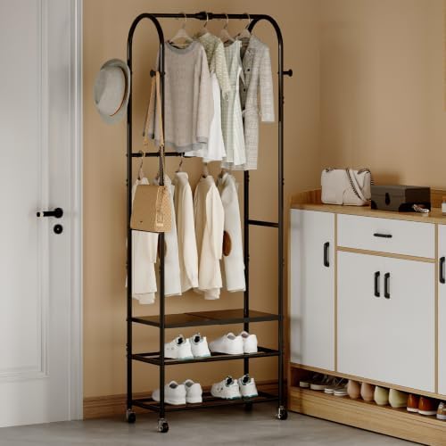 Clothes Rack with Shoe Shelf, Expandable Garment Rack 17.7"-29.1", ...