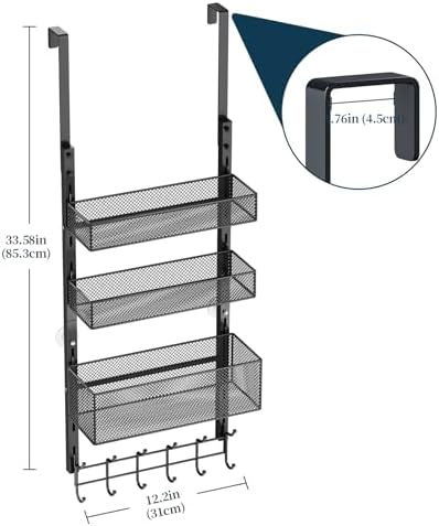 Consumest Over The Door Hooks Organizer - 4 Tier Door Coat Rack with 3 Basket...