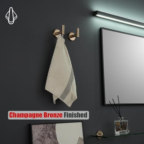 JQK Bathroom Towel Hook Champagne Bronze, Coat Robe Clothes Hook for Bathroom...