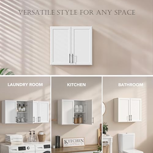 FIMELLO 47.2" W Laundry Room Cabinets Wall Mounted, Adjustable Shelf, Fl...