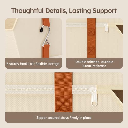 Homsorout Hanging Closet Organizer, Modular 4-in-1 Hanging Shelves, Beige