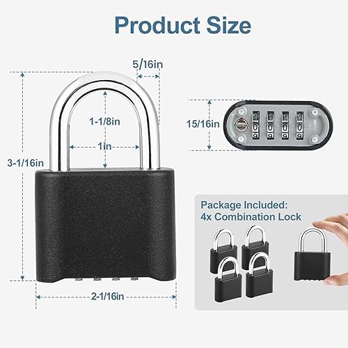 DELSWIN Heavy-Duty Combination Padlock Locker Lock - 4 Digit Combination Lock...