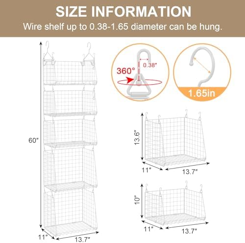 Sonyabecca 5-Tier Hanging Laundry Basket Organizer: Foldable Wire Shelf Baske...