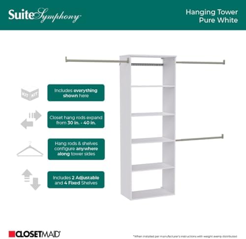 ClosetMaid SuiteSymphony Hanging Closet Kit Includes (1) Tower, (3) Closet Ro...