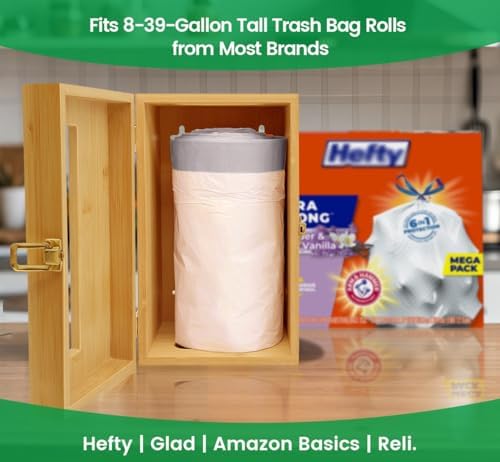 Libreshine Bamboo Trash Bag Holder, Freestanding or Wall-Mounted Organizer