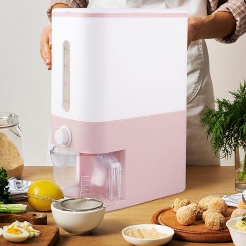 Rubtlamp 22.5-25 Lbs Pink Rice Dispenser, Rice Storage Container, Pink Rice S...