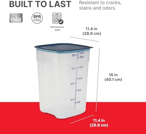 Cambro FreshPro 22 Quart (QT) Food Storage Container with Lid (Restaurant Gra...