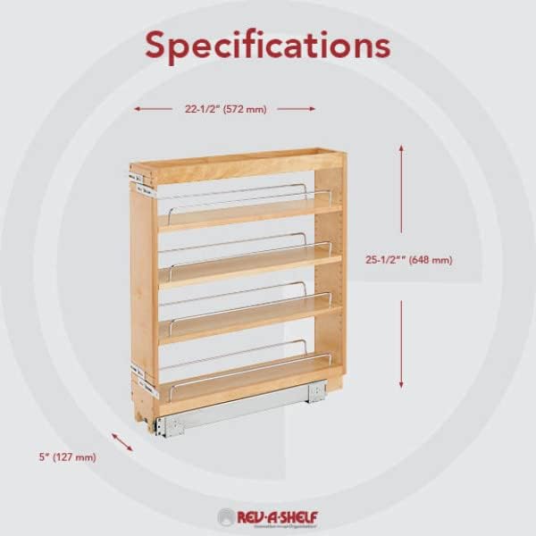 Rev-A-Shelf Pull Out Cabinet Organizer 448-BC-5C, 5-Inch Kitchen Cabinet Base...