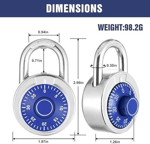 Combination Padlock 24 Pack, 50 mm (2") Blue Dial