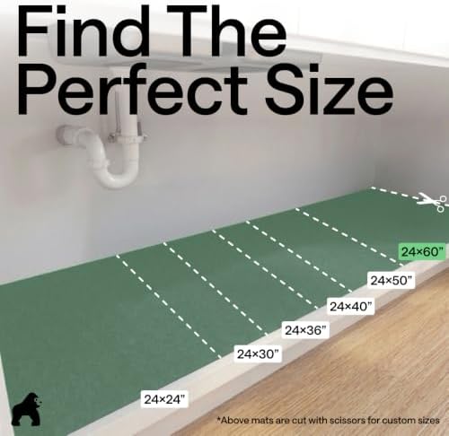 GORILLA GRIP LeakGuard Under Sink Mat for Kitchen Cabinet, 24x60 Charcoal