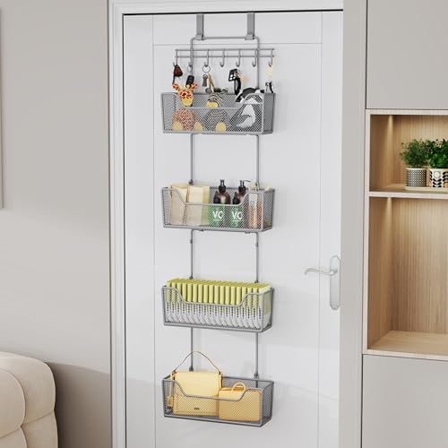 HapiRm Over The Door Organizer - Hanging Door Organizer with 4 Metal Large Ca...