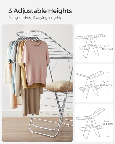 SONGMICS Clothes Drying Rack, Foldable 2-Level Stee Laundry Drying Rack