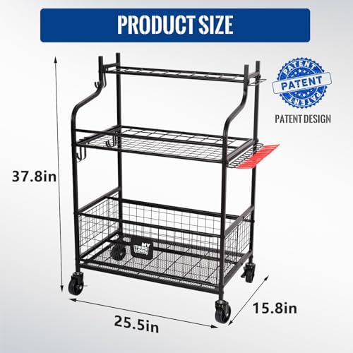 Mythinglogic Rolling Garden Tool Organizer for Garage, Yard and Lawn Tools